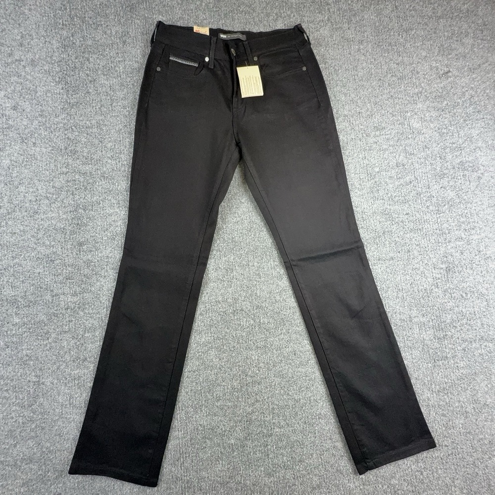 Levi's 505 Straight Jeans Womens 8 Tall Black Mid Rise Stretch Denim 11505-0026